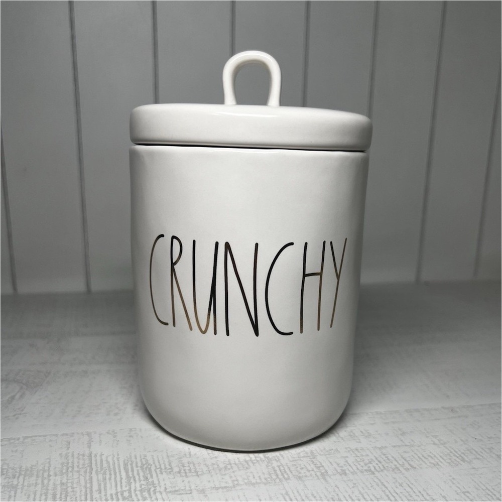 Rae Dunn Artisan Collection Crunchy White Ceramic Cookie Jar with Lid